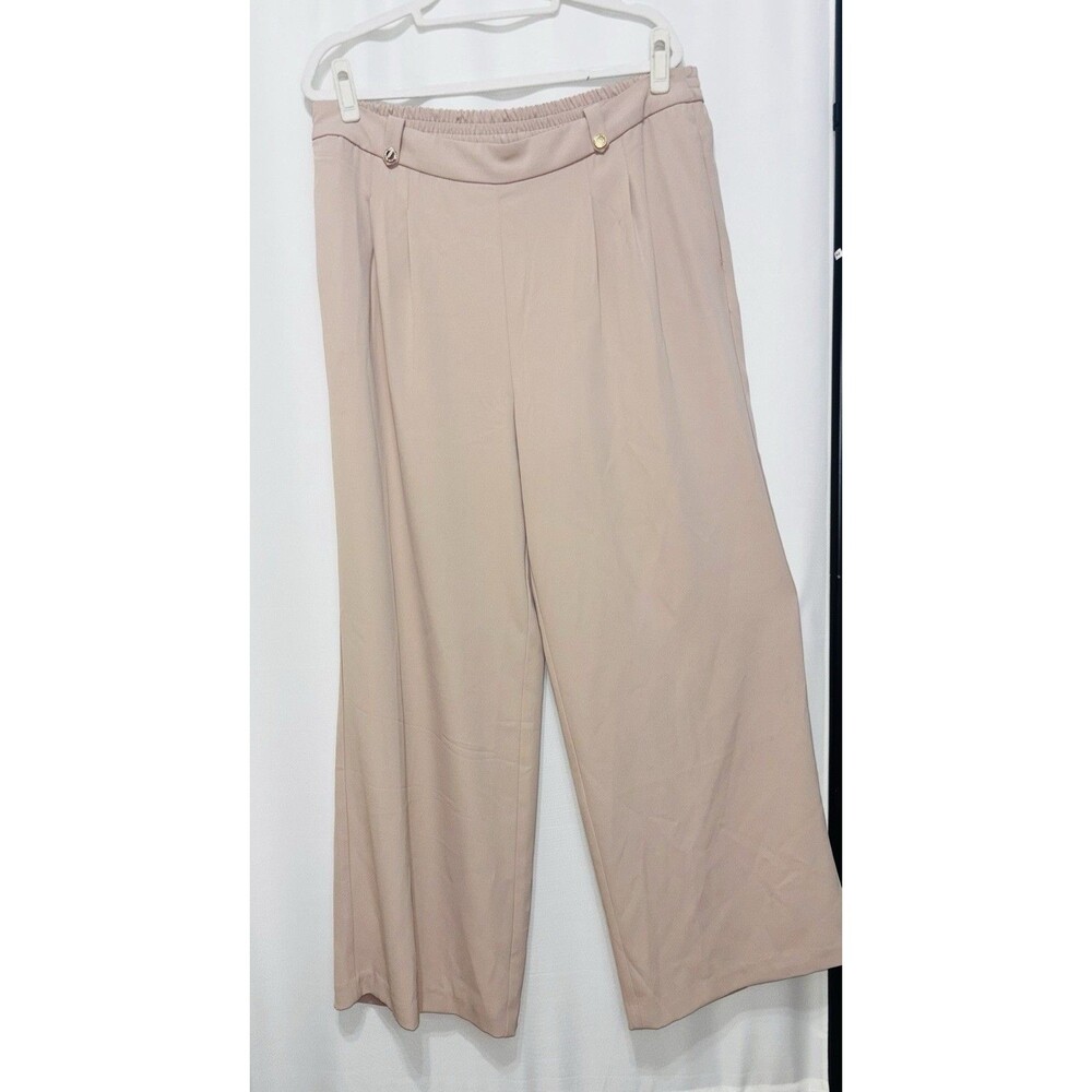 Andrew Marc NY Palazzo Pants Stretch Blush Women’s XL Pockets Loose wide leg NWT